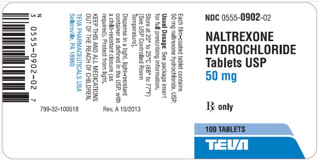 Naltrexone Hydrochloride Tablets USP 50 mg, 100s Label