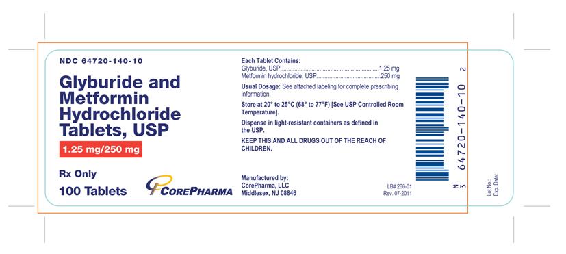 Glyburide and Metformin HCl Tablets, USP 1.25 mg/250 mg - 100 ct.