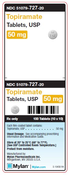 Topiramate 50 mg Tablets Unit Carton Label