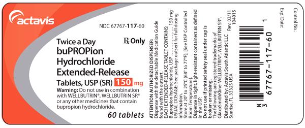 Bupropion Hydrochloride Extended-Release Tablets USP (SR) 150 mg, 60s Label