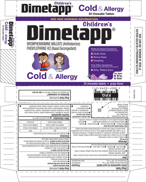 Children's Dimetapp Cold & Allergy Chewable Tablets Packaging