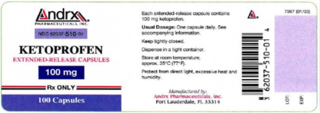 Ketoprofen Extended-Release Capsules 100 mg, 100s Label