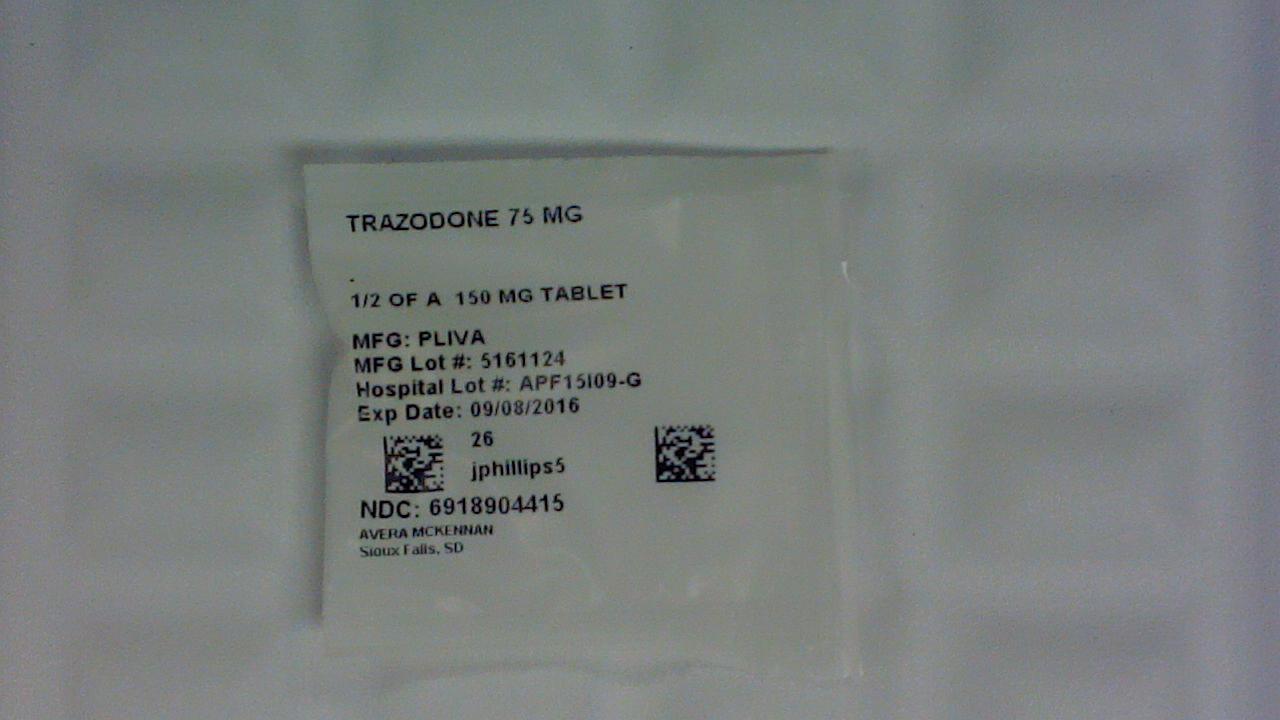 Trazodone 75 mg 1/2 tablet label