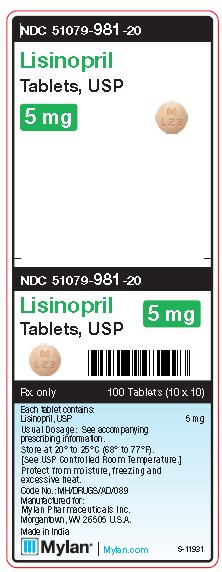 Lisinopril 5 mg Tablets Unit Carton Label