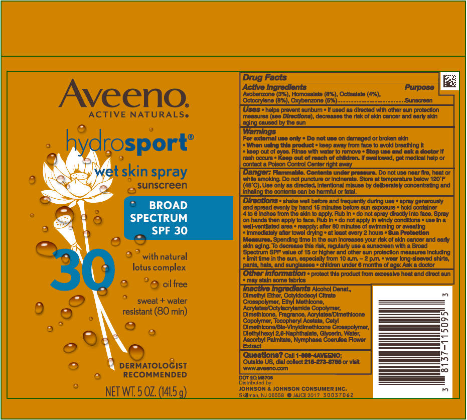 Aveeno Active Naturals Hydrosport Sunscreen Broad Spectrum Spf30 | Avobenzone, Homosalate, Octisalate, Octocrylene, And Oxybenzone Aerosol, Spray Breastfeeding