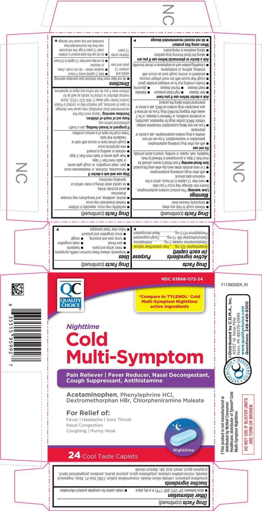 Cold Multi Symptom Nighttime while Breastfeeding