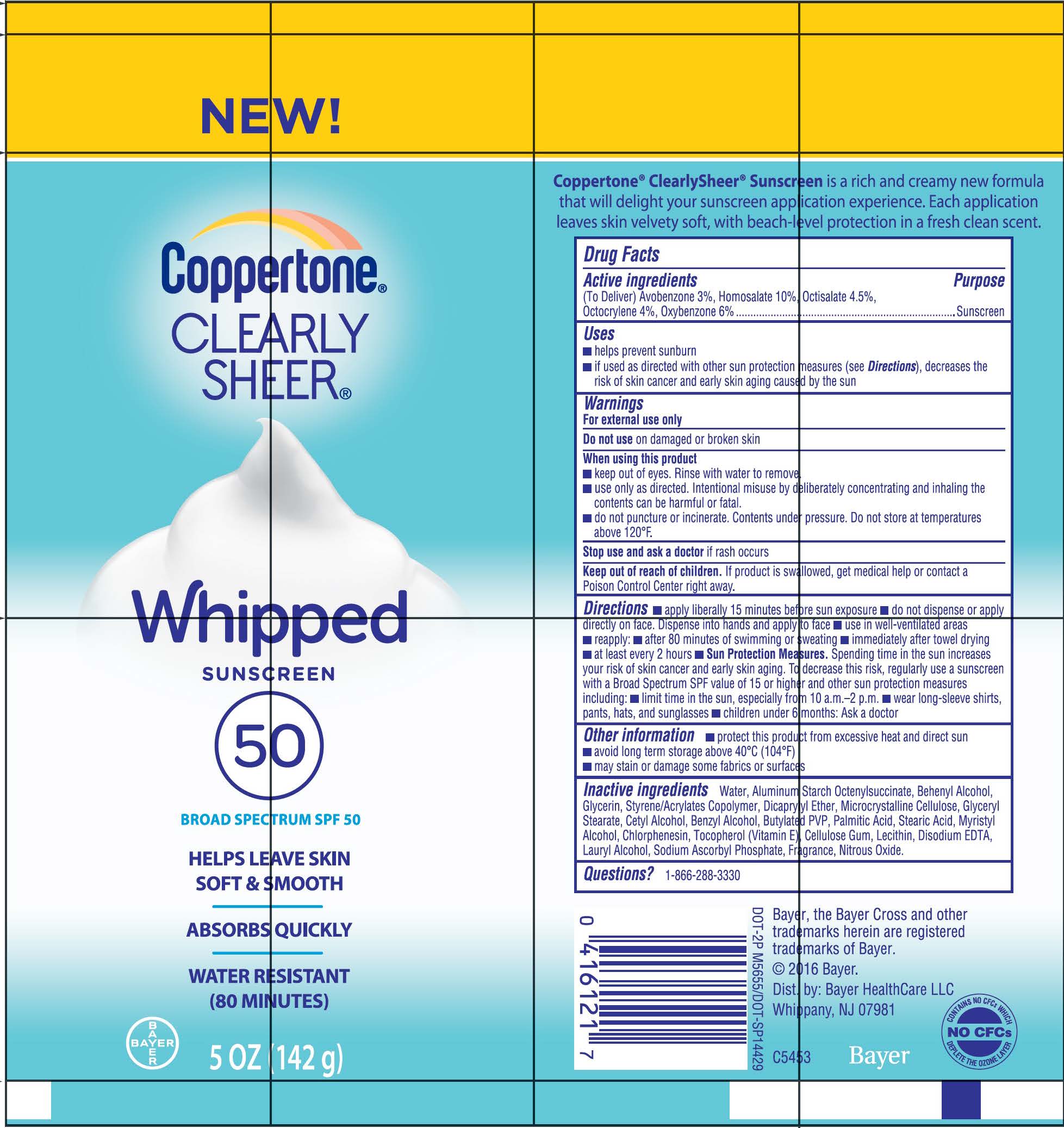 Coppertone Clearly Sheer Whipped Spf 50 | Avobenzone, Homosalate, Octisalate, Octocrylene Lotion while Breastfeeding