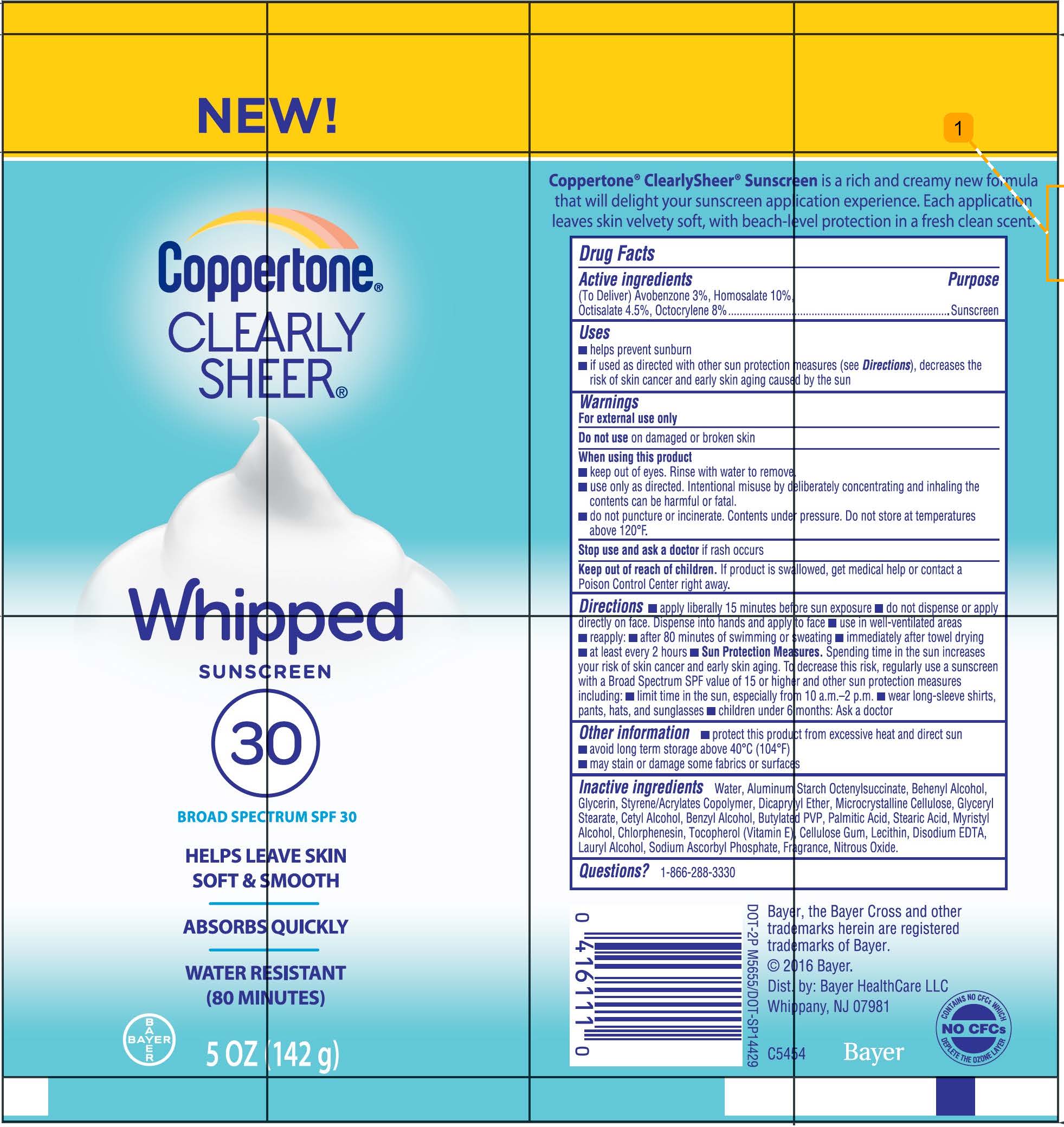 Coppertone Clearly Sheer Whipped Spf 30 | Avobenzone, Homosalate, Octisalate, Octocrylene Lotion while Breastfeeding