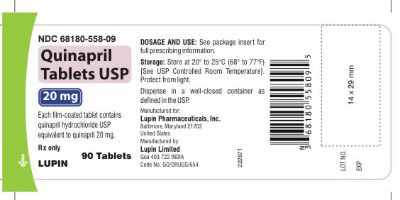 Quinapril Tablets 20 mg Label