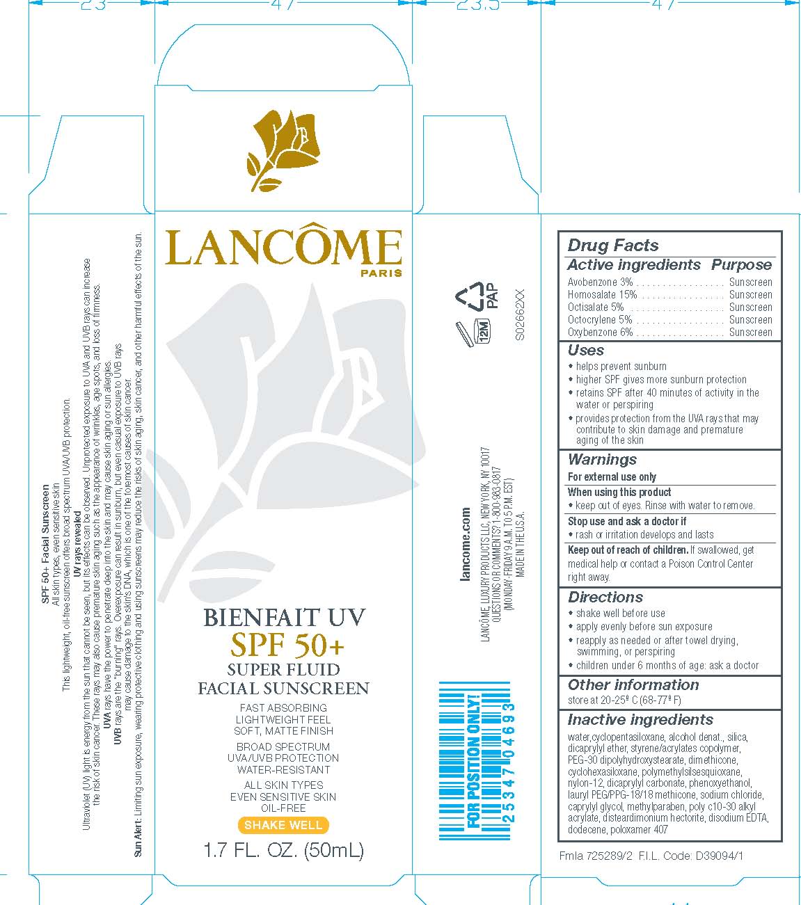 Lancome Bienfait Uv Spf 50 Plus Super Fluid Facial Sunscreen while Breastfeeding