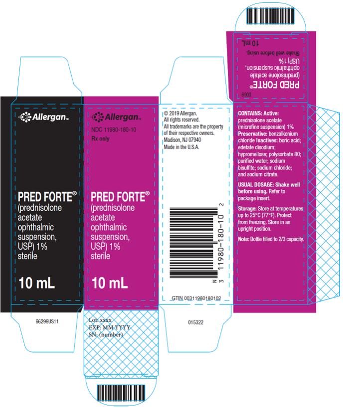 PRINCIPAL DISPLAY PANEL
NDC 11980-180-10
Rx Only
PRED FORTE
(prednisolone 
acetate 
ophthalmic 
suspension, 
USP) 1%
sterile
