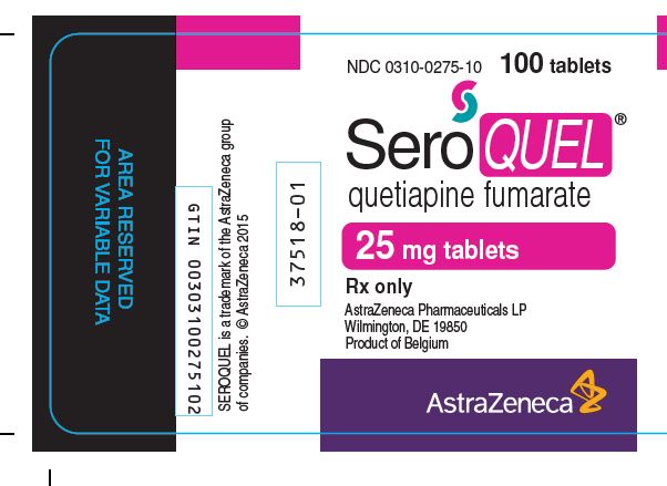 Seroquel 25 mg 100 tablet bottle label