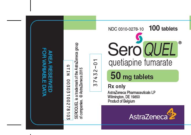 Seroquel 50 mg 100 tablet bottle label