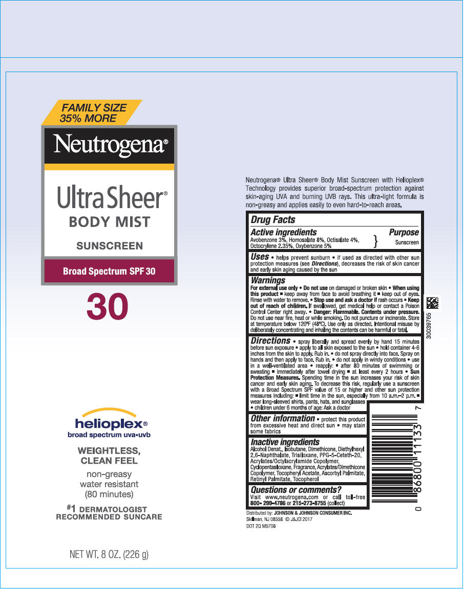 Neutrogena Ultra Sheer Body Mist Sunscreen Broad Spectrum Spf30 | Avobenzone, Homosalate, Octisalate, Octocrylene, And Oxybenzone Aerosol, Spray while Breastfeeding