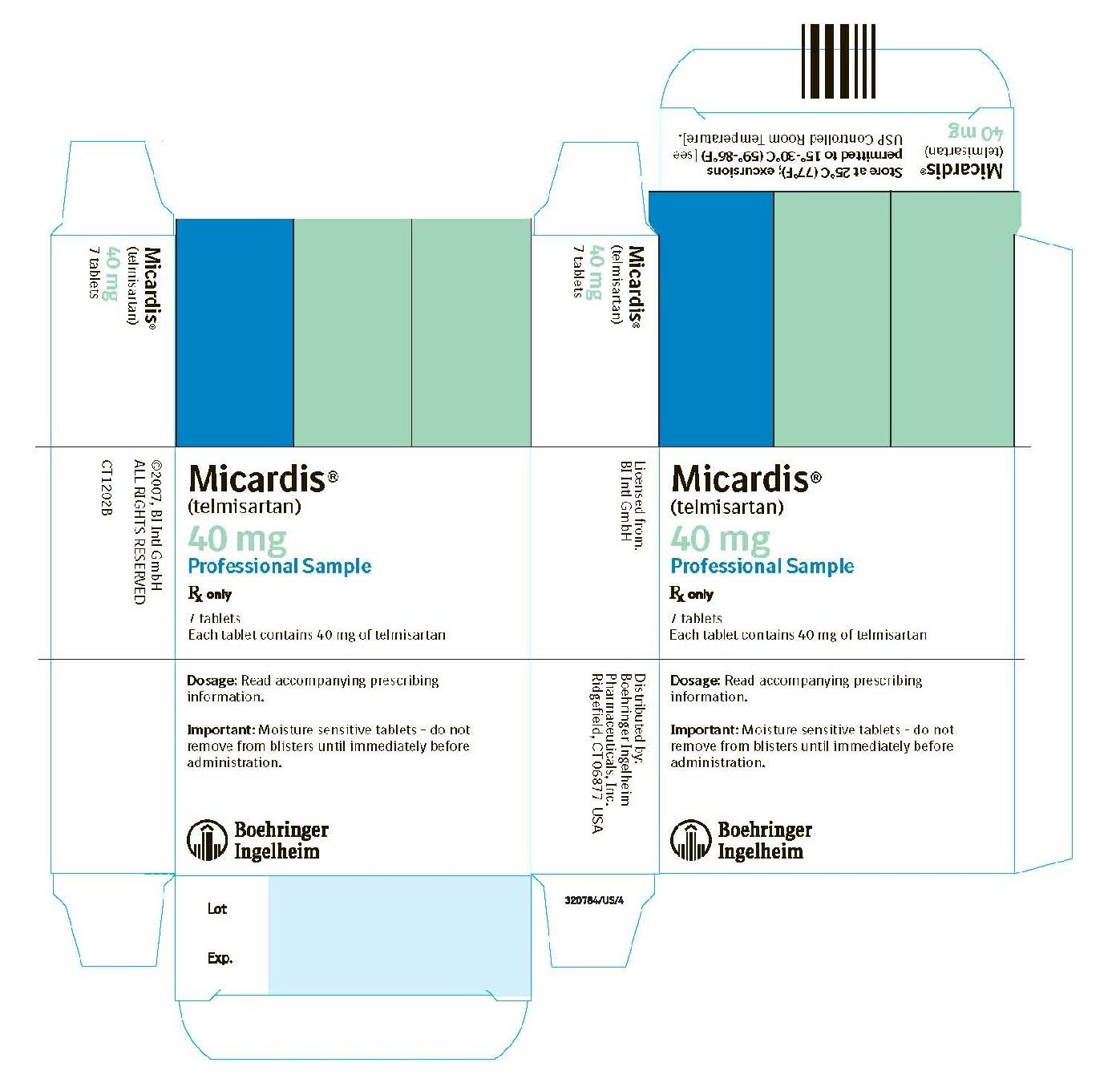 Micardis 40 mg 7 Tablets NDC 0597-0040-70
