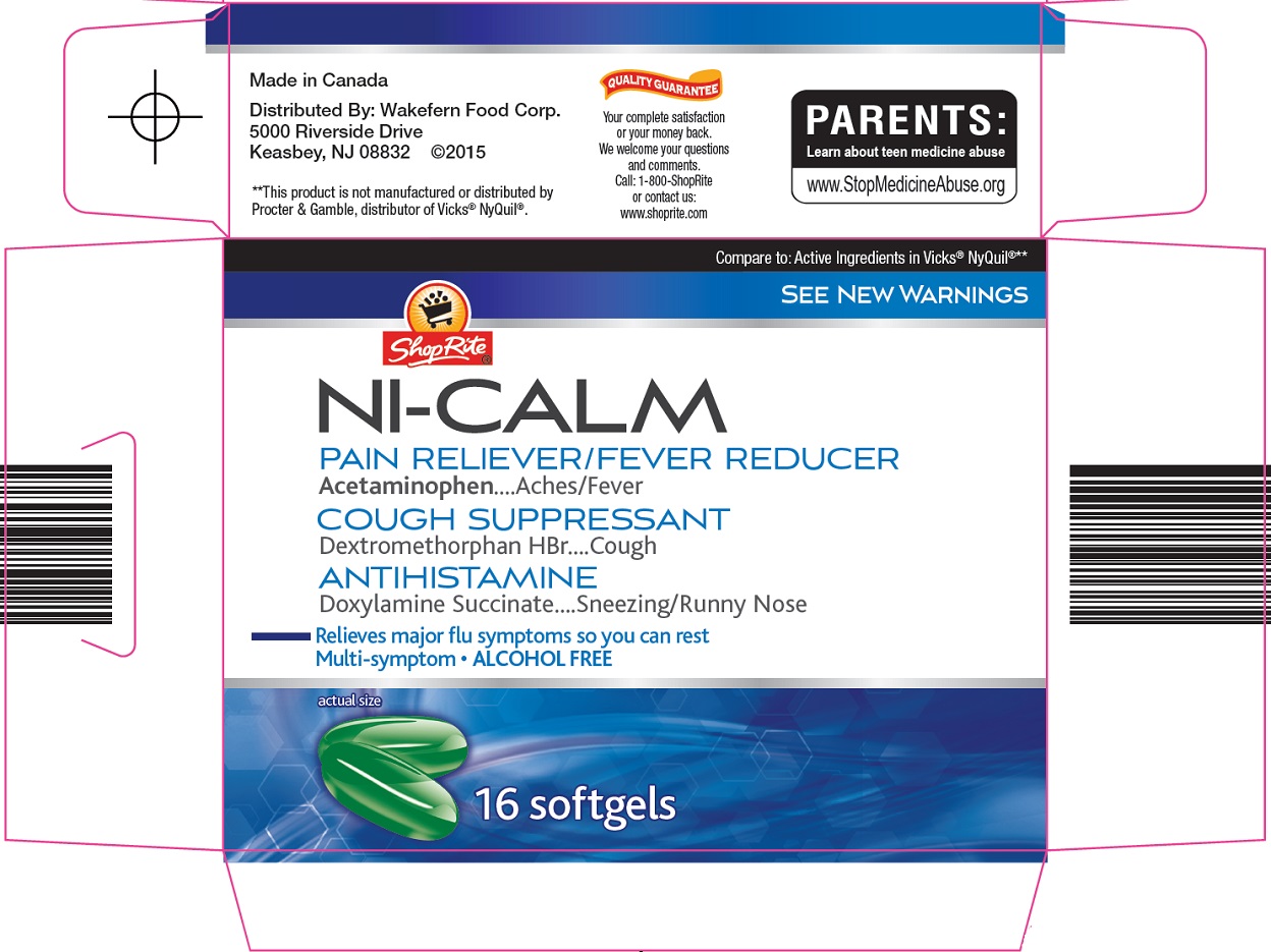 Shoprite Ni Calm | Acetaminophen, Dextromethorphan Hbr, Doxylamine Succinate Capsule, Gelatin Coated Breastfeeding