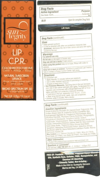 Suntegrity Lip Cpr Lipstick Sunny Blush Spf30 | Zinc Oxide Lipstick while Breastfeeding