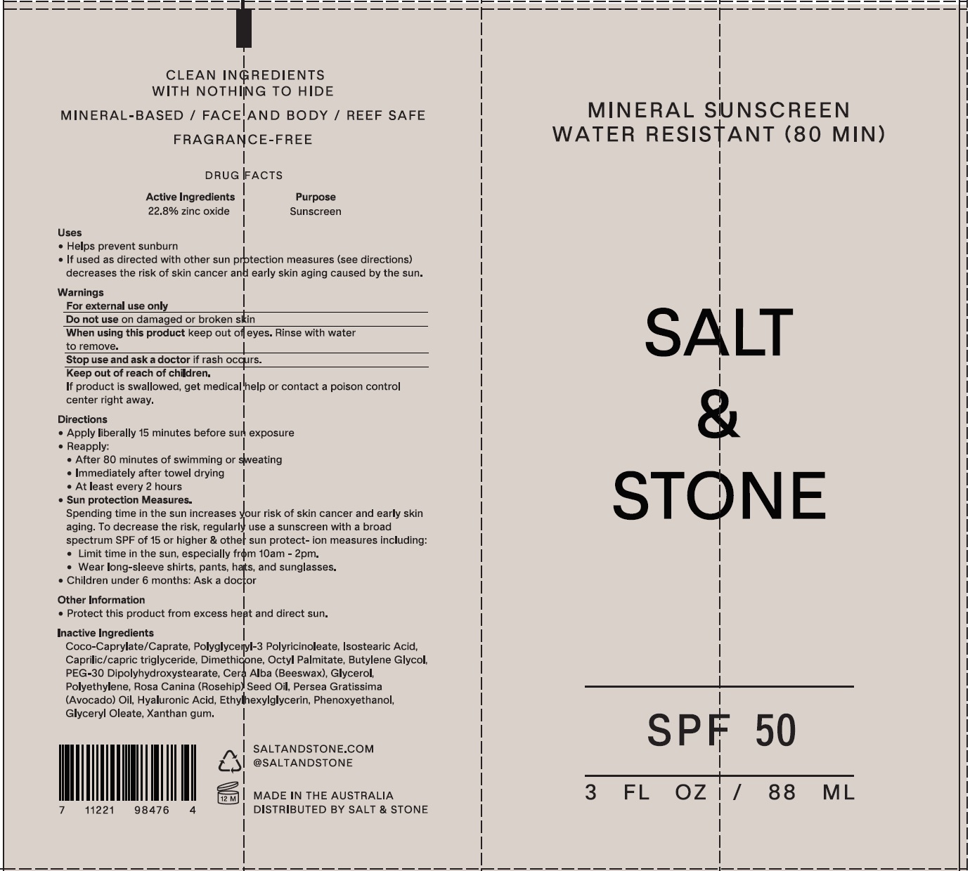 Salt And Stone Mineral Sunscreen Spf 50 | Zinc Oxide Lotion Breastfeeding