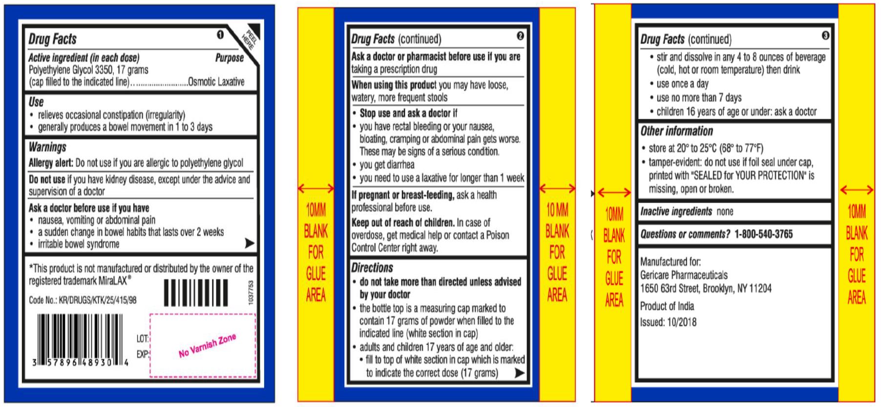 Is Polyethylene Glycol 3350 | Gericare Pharmaceuticals safe while breastfeeding