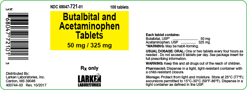 Butalbital and Acetaminophen 50 mg 325 mg label