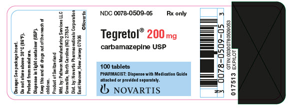 PRINCIPAL DISPLAY PANEL
							NDC 0078-0509-05
							Rx only
							Tegretol® 200 mg
							carbamazepine USP
							100 tablets
							PHARMACIST: Dispense with Medication Guide 
							attached or provided separately.
							NOVARTIS
							