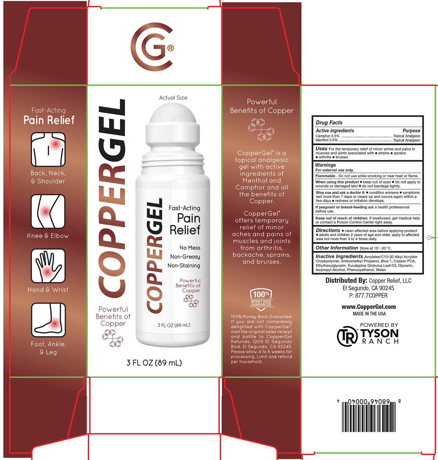 Pain Relief Coppergel | Camphor 3.5%, Menthol 3.5% Spray while Breastfeeding