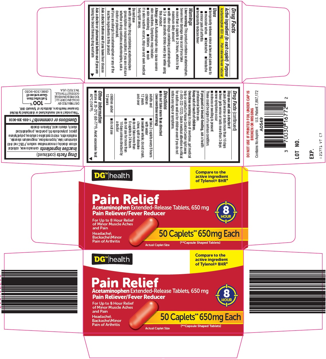 Dg Health Pain Relief | Acetaminophen Tablet, Film Coated, Extended Release while Breastfeeding