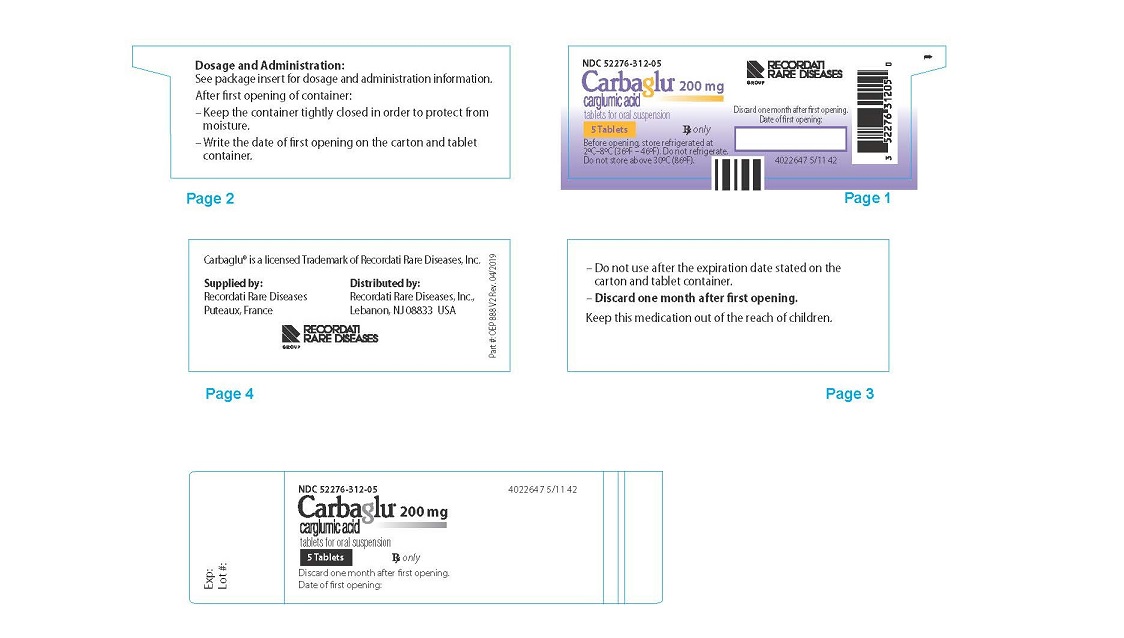 Carbaglu bottle label - 5 Tablets