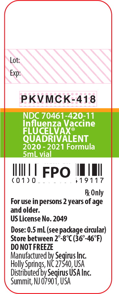 Principal Display Panel - Flucelvax Quadrivalent Injection Suspension 2020-2021 5 mL Multi-dose Vial Label
