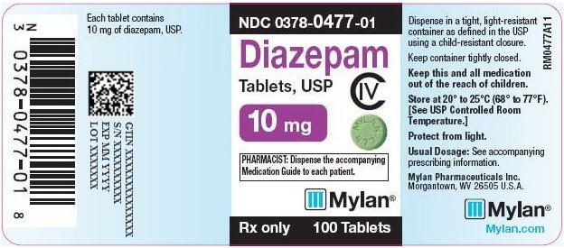 Diazepam Tablets, USP 10 mg Bottle Label
