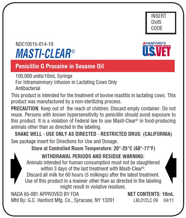 Masti-Clear syringe label image