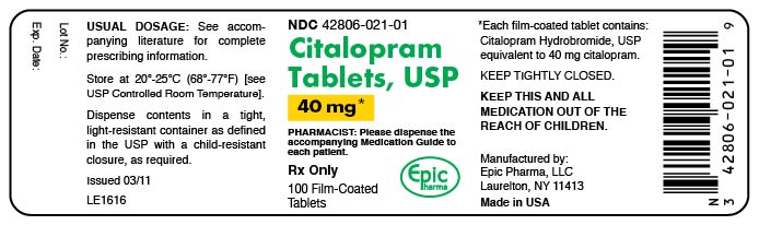 Citalopram Tablets USP, 40 mg - 100 Tablets