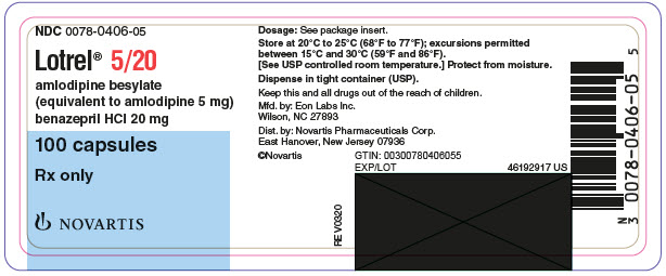 PRINCIPAL DISPLAY PANEL
								NDC 0078-0406-05
								Lotrel® 5 mg*/20 mg
								amlodipine and benazepril
								hydrochloride capsules
								*each capsule contains 6.9 mg of
								amlodipine besylate
								100 capsules
								Rx only
								NOVARTIS