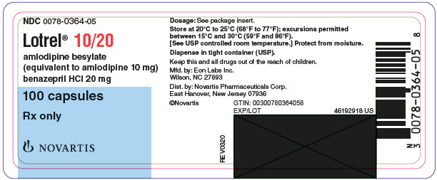 PRINCIPAL DISPLAY PANEL
								NDC 0078-0364-05
								Lotrel® 10 mg*/20 mg
								amlodipine and benazepril
								hydrochloride capsules
								*each capsule contains 13.9 mg of
								amlodipine besylate
								100 capsules
								Rx only
								NOVARTIS