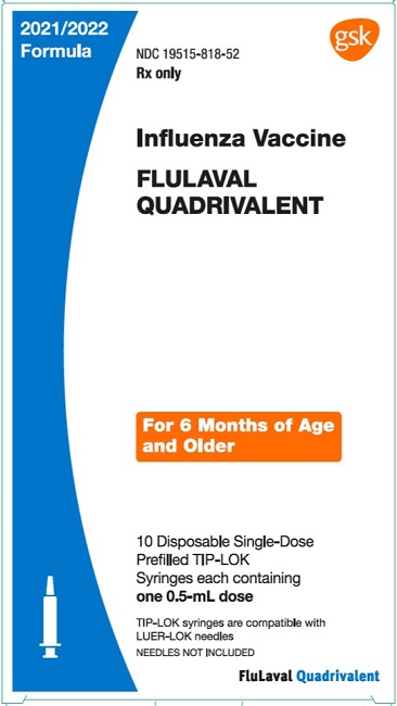 Flulaval Quadrivalent 2021-2022 10 count syringe carton