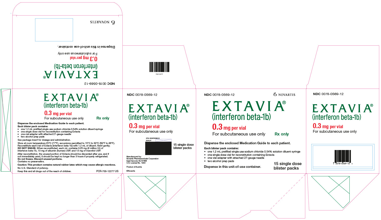 PRINCIPAL DISPLAY PANEL
									EXTAVIA
									(interferon beta-1b)
									0.3 mg per vial
									For subcutaneous use only
							