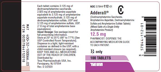 12.5 mg, 100 tablets label