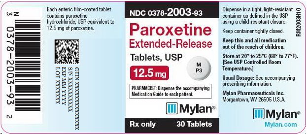Paroxetine Extended-Release Tablets 12.5 mg Bottle Label