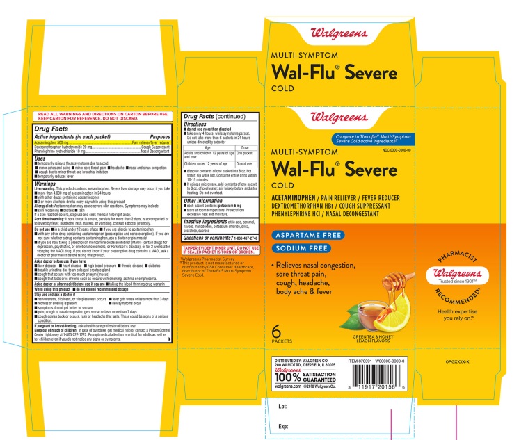 Multi-Symptom Wal Flu Severe Cold  Green Tea and Honey Lemon 6 Packets