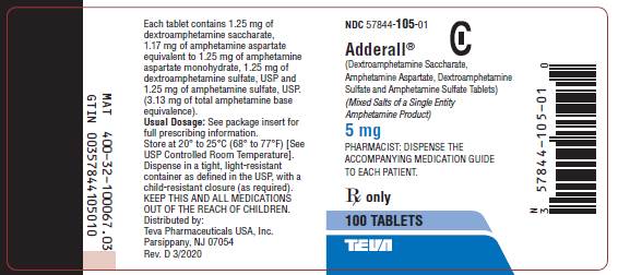 5 mg, 100 tablets label