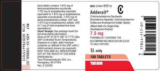 7.5 mg, 100 tablets label