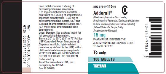 15 mg, 100 tablets label