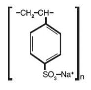 The following structural formula for Sodium polystyrene sulfonate is a benzene, diethenyl-polymer, with ethenylbenzene, sulfonated, sodium salt.