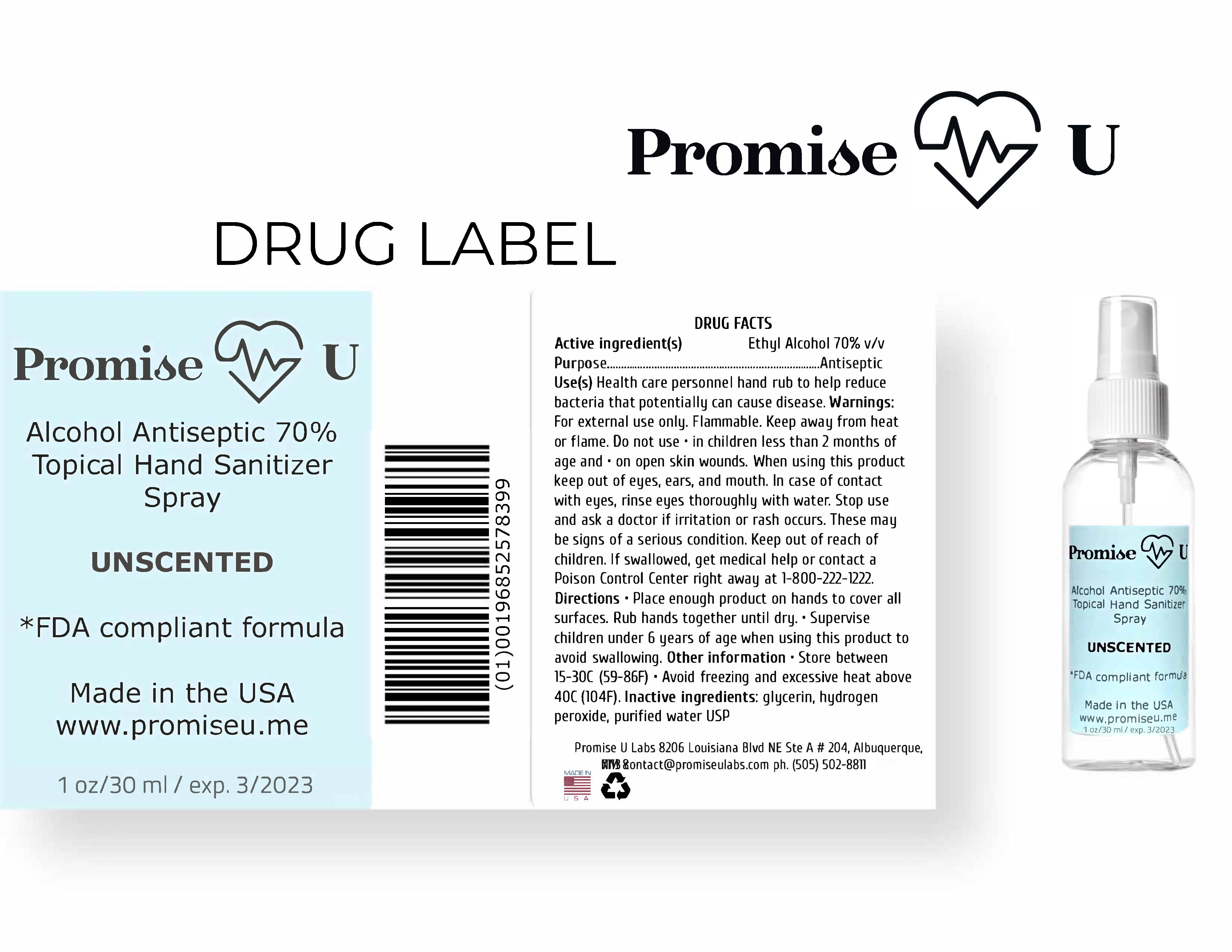 Promise U's Product Label and Drug Facts