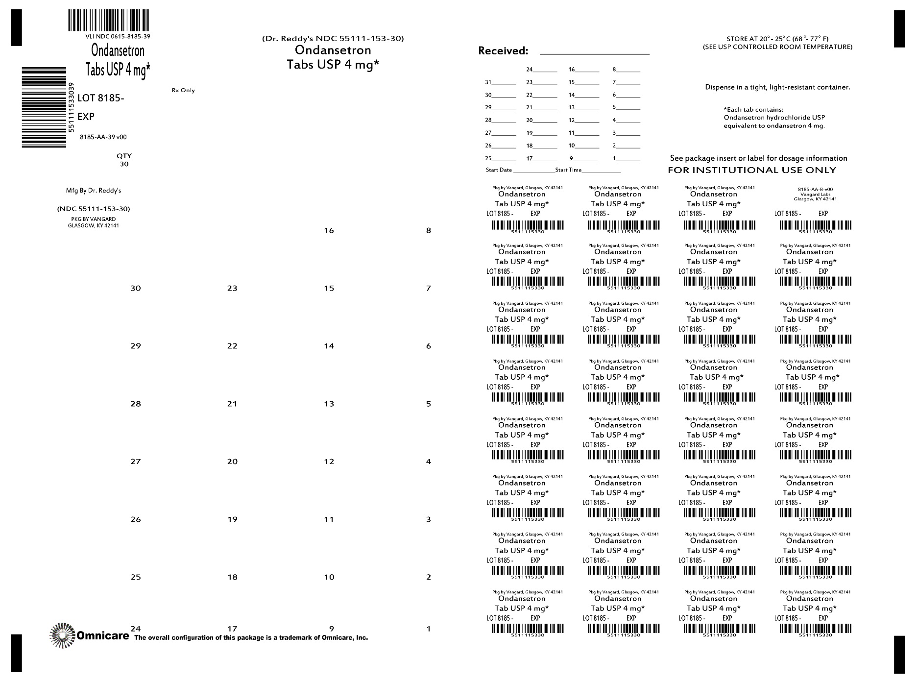 Principal Display Panel- Ondansetron 4mg tabs bingo label