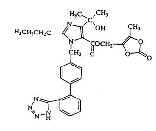 The structural formula for olmesartan medoxomil is hydrolyzed to olmesartan during absorption from the gastrointestinal tract.