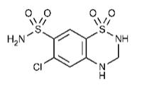 The structural formula for hydrochlorothiazide is chemically described as 6 chloro 3,4-dihydro-2H-1,2,4-benzo-thiazidiazine-7-sulfonamide 1,1-dioxide.  Its empirical formula is C7H8CIN3O4S2.