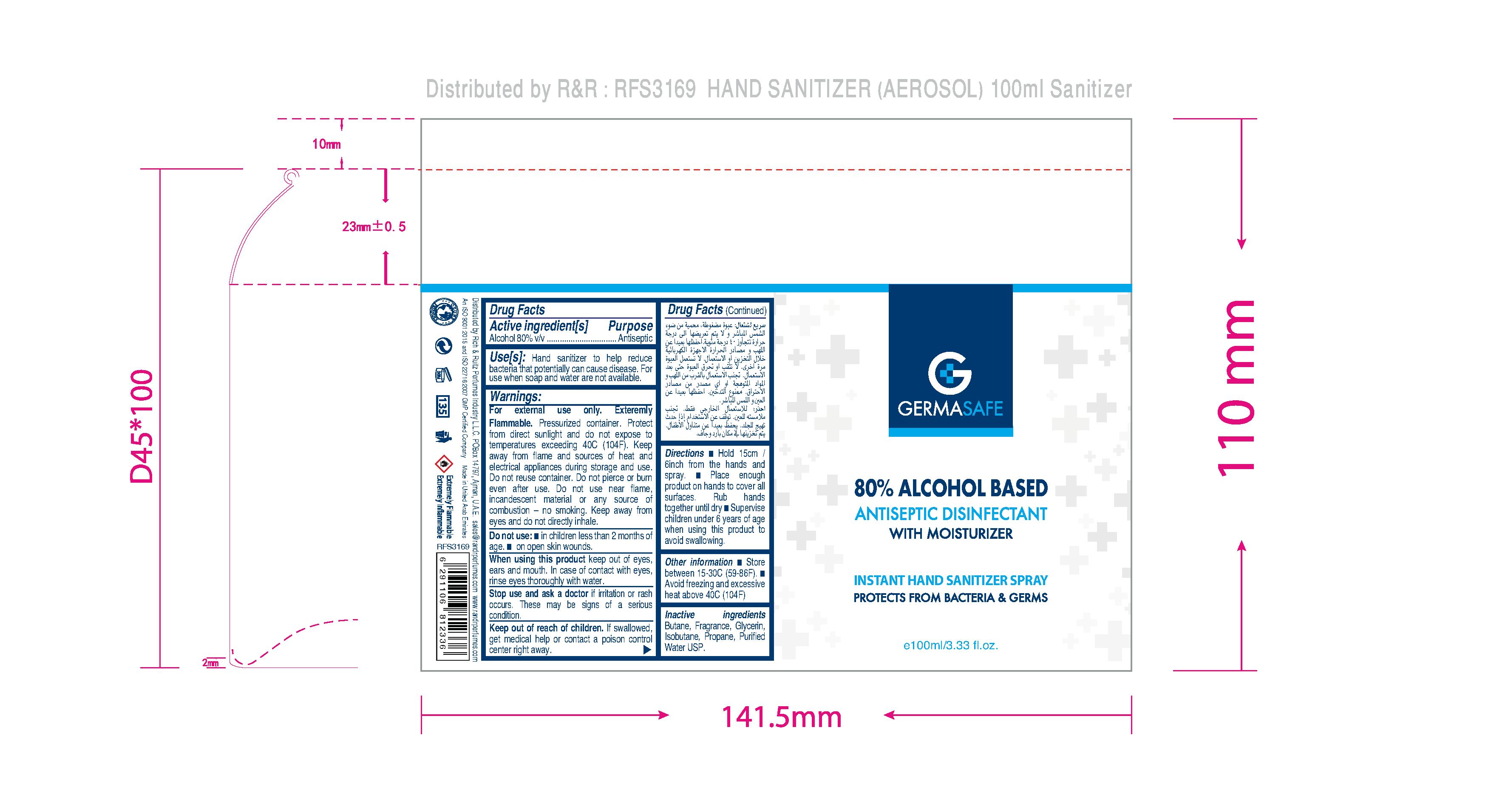 100ml Germasafe Spray Label