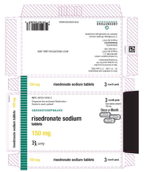 NDC 59762-0406-3
risedronate sodium tablets
150 mg
3 month pack
Rx only
