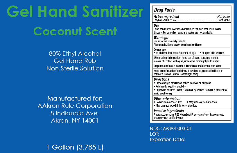 AAkron Line - Gel Hand Sanitizer - Coconut Scent - NDC 69394-003-01